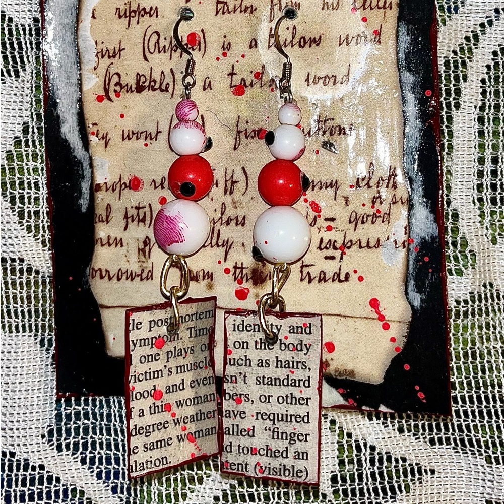 Handcrafted Post Mortem Dangle Earrings